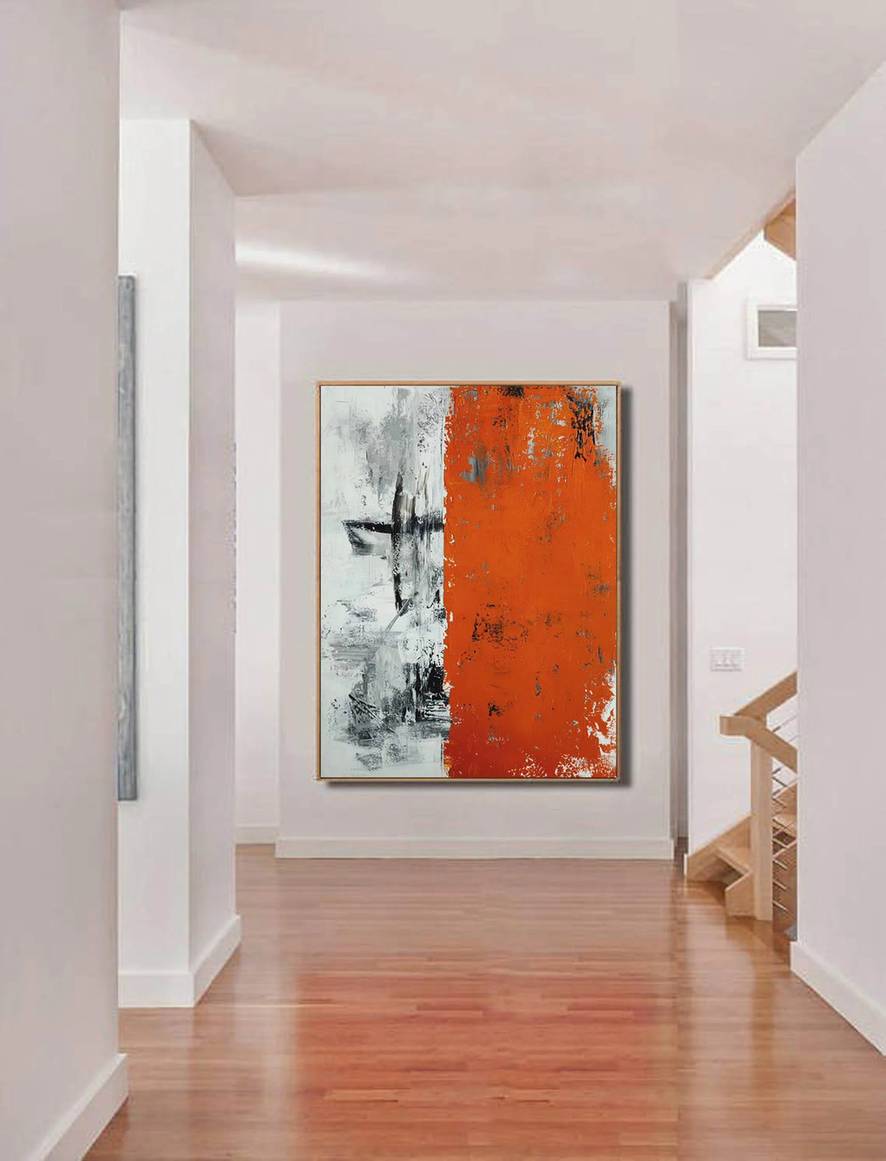 Red Original Black Canvas Grey Abstract Canvas Artwork 1JJHB